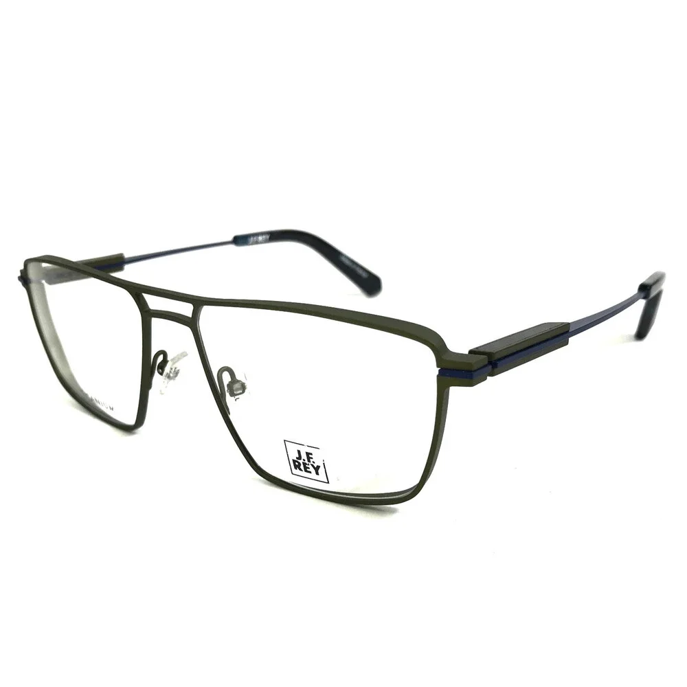 J.F. Rey Eyeglasses Frames JF3053 4325 Blue Green Rectangle Full Rim 54-16-145